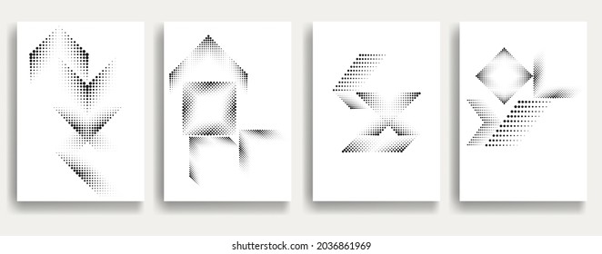 Afiches modernos y mínimos .Puntos lineales de semitono Diseñar elementos para su diseño. ilustración vectorial