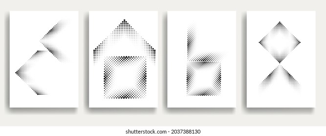Afiches modernos y mínimos .Puntos lineales de semitono Diseñar elementos para su diseño. ilustración vectorial