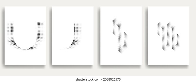 Afiches modernos y mínimos .Puntos lineales de semitono Diseñar elementos para su diseño. ilustración vectorial