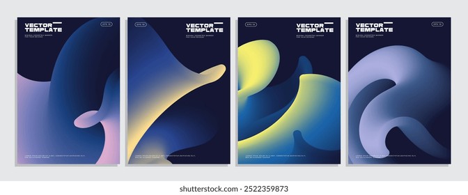 Conjunto de pósters minimalistas modernos. Formas fluidas con color degradado.