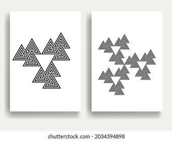 Afiches mínimos modernos . Composición de diseño de vectores con varios triángulos. Formas geométricas. Resumen del arte contemporáneo. Neomodernismo.