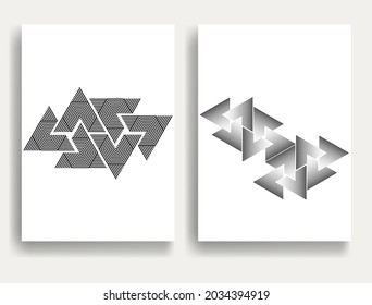 Modern minimal posters . Vector design composition with various triangles . Geometric shapes . Abstract contemporary art . Neo modernism .