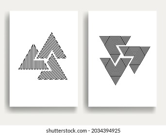 Modern minimal posters . Vector design composition with various triangles . Geometric shapes . Abstract contemporary art . Neo modernism .