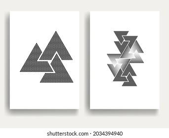 Afiches mínimos modernos . Composición de diseño de vectores con varios triángulos. Formas geométricas. Resumen del arte contemporáneo. Neomodernismo.