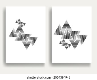 Afiches mínimos modernos . Composición de diseño de vectores con varios triángulos. Formas geométricas. Resumen del arte contemporáneo. Neomodernismo.
