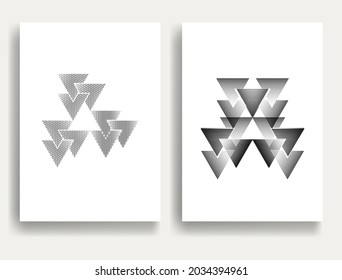 Modern minimal posters . Vector design composition with various triangles . Geometric shapes . Abstract contemporary art . Neo modernism .