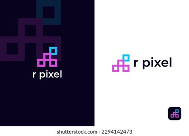 
Modern minimal R pixel logo design, pixel logo, r logo design vector template 