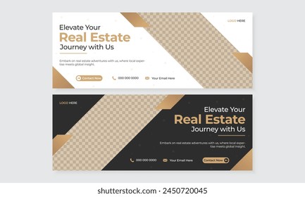 Modern and minimal real estate facebook timeline cover design template for business ads, home or house sale social media marketing advertising promotional web banner layout bundle, fully editable file