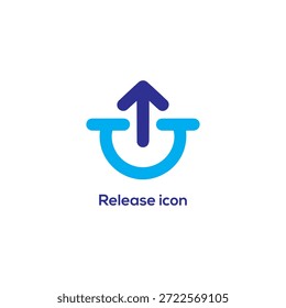 Icono de flecha de Autorización mínima moderna en degradado azul, símbolo de Cargar para el lanzamiento de software, Botón de Actualizar, diseño de interfaz de App móvil

