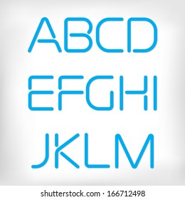 Modern minimal rounded font alphabet;  Sans-serif display elegant light font, vector alphabet letters design. Extra light, light, regular and bold versions included. Bold, heavy version