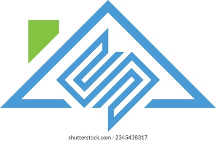Modern minimal S incorporated  monogram house structure vector logo 