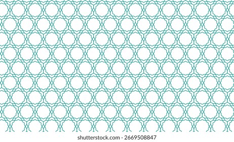 Modern Minimal Seamless Geometric Pattern on Green Background with White and Black Line Vector Texture, Abstract Oriental Tile Wallpaper and Luxury Decorative Design