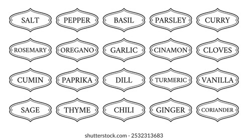 Modern Minimal Seasoning Spice Label Emblem Collection Set