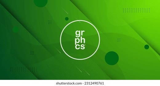 Modern Minimal Simple Abstract Dark Background with Green Color Wavy Design And Circle Pattern. Eps10 Vector Template