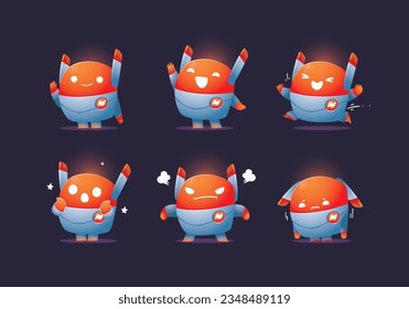 modern minimal simple robot mascot character set	