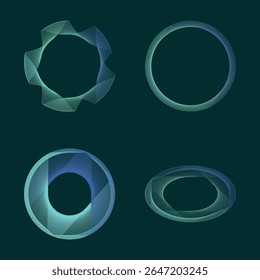 Modern minimal spiral ring frame with gradient mesh style design in circular futuristic pattern