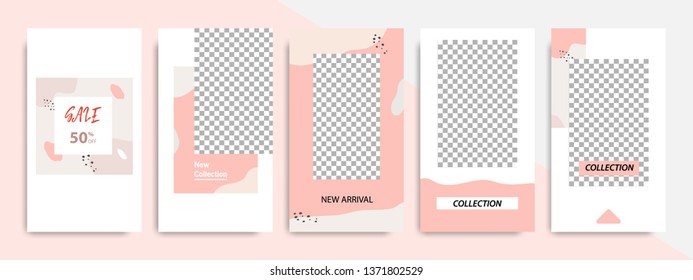 Modern minimal square abstract fluid shape template in pink and peach flat color. Corporate advertising template for social media stories, story, business banner, flyer, brochure.