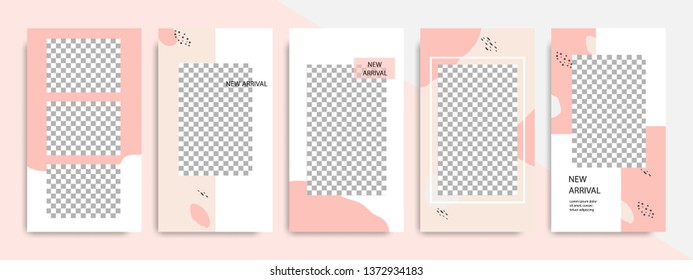 Modern minimal square abstract fluid shape template in pink and peach flat color. Corporate advertising template for social media stories, story, business banner, flyer, brochure.
