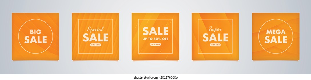 Modern minimal square banner template with orange  color background. Suitable for social media post and web internet ads. 
