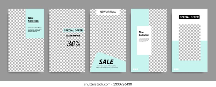 Modern minimal square geometric shape template in blue green turquoise color. Corporate sale advertising template for social media stories, story, business banner, flyer, brochure in white background.