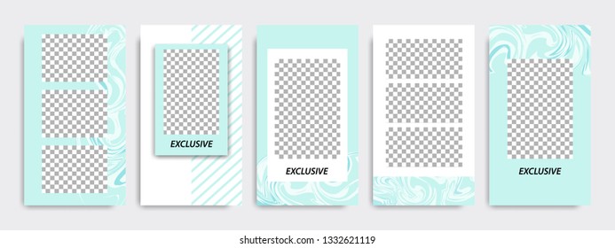 Modern minimal square geometric shape template in blue green turquoise color. Corporate sale advertising template for social media stories, story, business banner, flyer, brochure in white background.