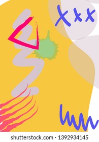 Modern minimal square Memphis shape template in pink, blue, turquoise, black and white color with frame. Business advertising template for social media stories, story, banner, flyer, and brochure.