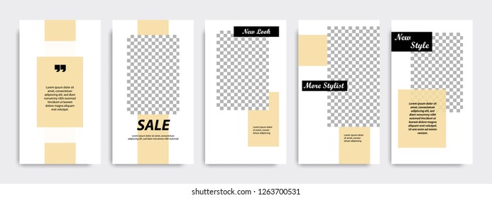 Modern minimal square shape template in gold yellow and black color. Corporate advertising template for social media stories, story, business banner, flyer, brochure in white background.