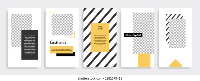 Modern minimal square shape template in gold yellow and black color with frame. Corporate advertising template for social media stories, story, business banner, flyer, brochure in white background.