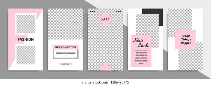 Modern minimal square shape template in pink, black and white color with frame. Corporate advertising template for social media stories, story, business banner, flyer, and brochure.