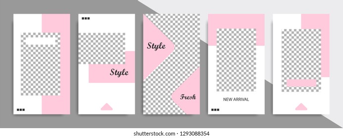 Modern minimal square shape template in pink, black and white color with frame. Corporate advertising template for social media stories, story, business banner, flyer, and brochure.