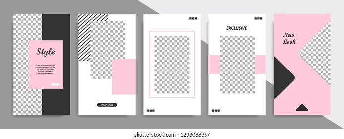 Modern minimal square shape template in pink, black and white color with frame. Corporate advertising template for social media stories, story, business banner, flyer, and brochure.