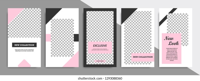 Modern minimal square shape template in pink, black and white color with frame. Corporate advertising template for social media stories, story, business banner, flyer, and brochure.
