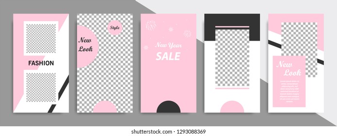 Modern minimal square shape template in pink, black and white color with frame. Corporate advertising template for social media stories, story, business banner, flyer, and brochure.