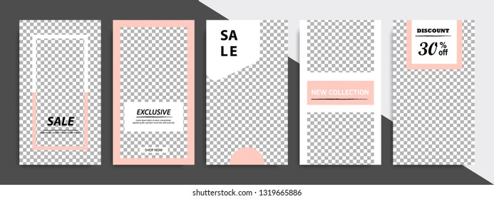 Modern minimal square shape template in white and peach color background. Corporate advertising template for social media post stories, story, business banner, flyer, brochure.