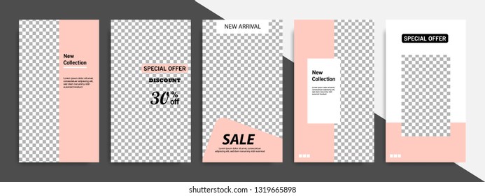 Modern minimal square shape template in white and peach color background. Corporate advertising template for social media post stories, story, business banner, flyer, brochure.