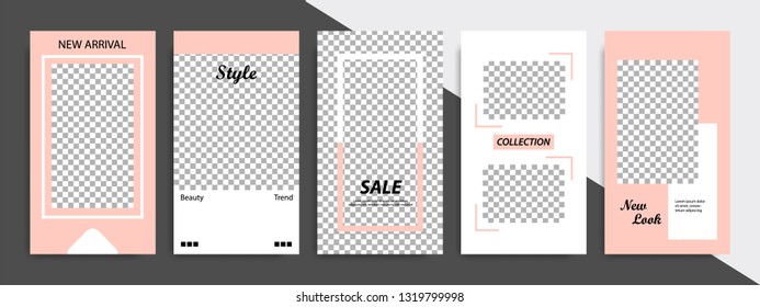 Modern minimal square shape template in white and peach color background. Corporate advertising template for social media post stories, story, business banner, flyer, brochure.