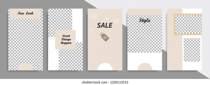 Modern minimal square vertical banner template in satin champagne brown background color. Corporate business  advertising template for social media page, post, stories, story, flyer, brochure 