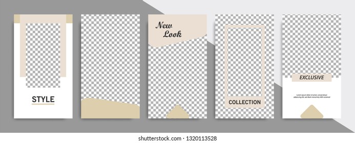 Modern minimal square vertical banner template in satin champagne brown background color. Corporate business  advertising template for social media page, post, stories, story, flyer, brochure 