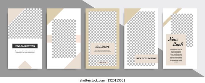 Moderna plantilla de banner vertical cuadrada mínima en color de fondo color satén champán marrón. Plantilla publicitaria corporativa para página de medios sociales, publicación, historias, historia, volante, folleto 