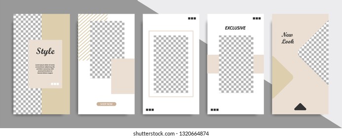 Modern minimal square vertical banner template in satin champagne brown background color. Corporate business  advertising template for social media page, post, stories, story, flyer, brochure 