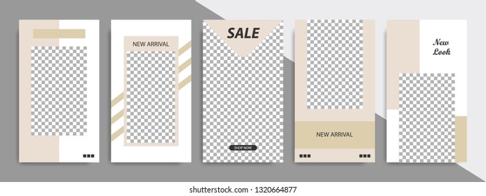 Modern minimal square vertical banner template in satin champagne brown background color. Corporate business  advertising template for social media page, post, stories, story, flyer, brochure 