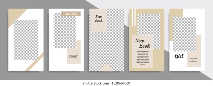 Modern minimal square vertical banner template in satin champagne brown background color. Corporate business  advertising template for social media page, post, stories, story, flyer, brochure 