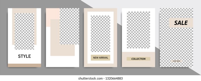 Modern minimal square vertical banner template in satin champagne brown background color. Corporate business  advertising template for social media page, post, stories, story, flyer, brochure 