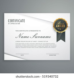 Modern Minimal Style Certificate Of Appreciation Template With Best Award Badge