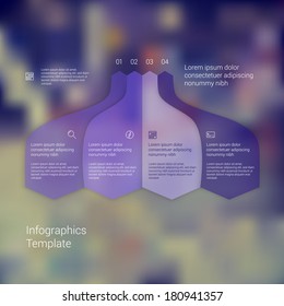 Modern Minimal Style Infographic Template Layout. Infographics, Numbered Banner, Cutout Lines Data Scheme, Graphic Or Website Vector Design With Icons On Blurred Backdrop. Up Down Process Flow Chart.