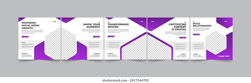 Modern minimal style social media carousel for marketing expert and manager, social carousel for marketer, eps 10 vector illustration 