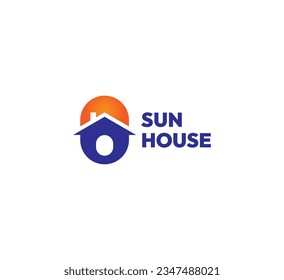 Modern and minimal sun house logo design for your business