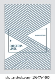 Modern minimal Template brochure, leaflet, poster. Vector geometric pattern abstract background. Striped line textured geometric illustration. A4 print format.