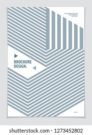 Modern minimal Template brochure, leaflet, poster. Vector geometric pattern abstract background. Striped line textured geometric illustration. A4 print format.