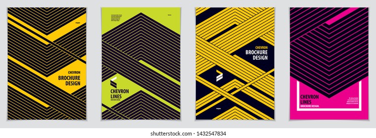 Modern minimal Template brochures, leaflets, posters. Vector geometric patterns abstract backgrounds set. Striped line textured geometric illustrations. A4 print format.